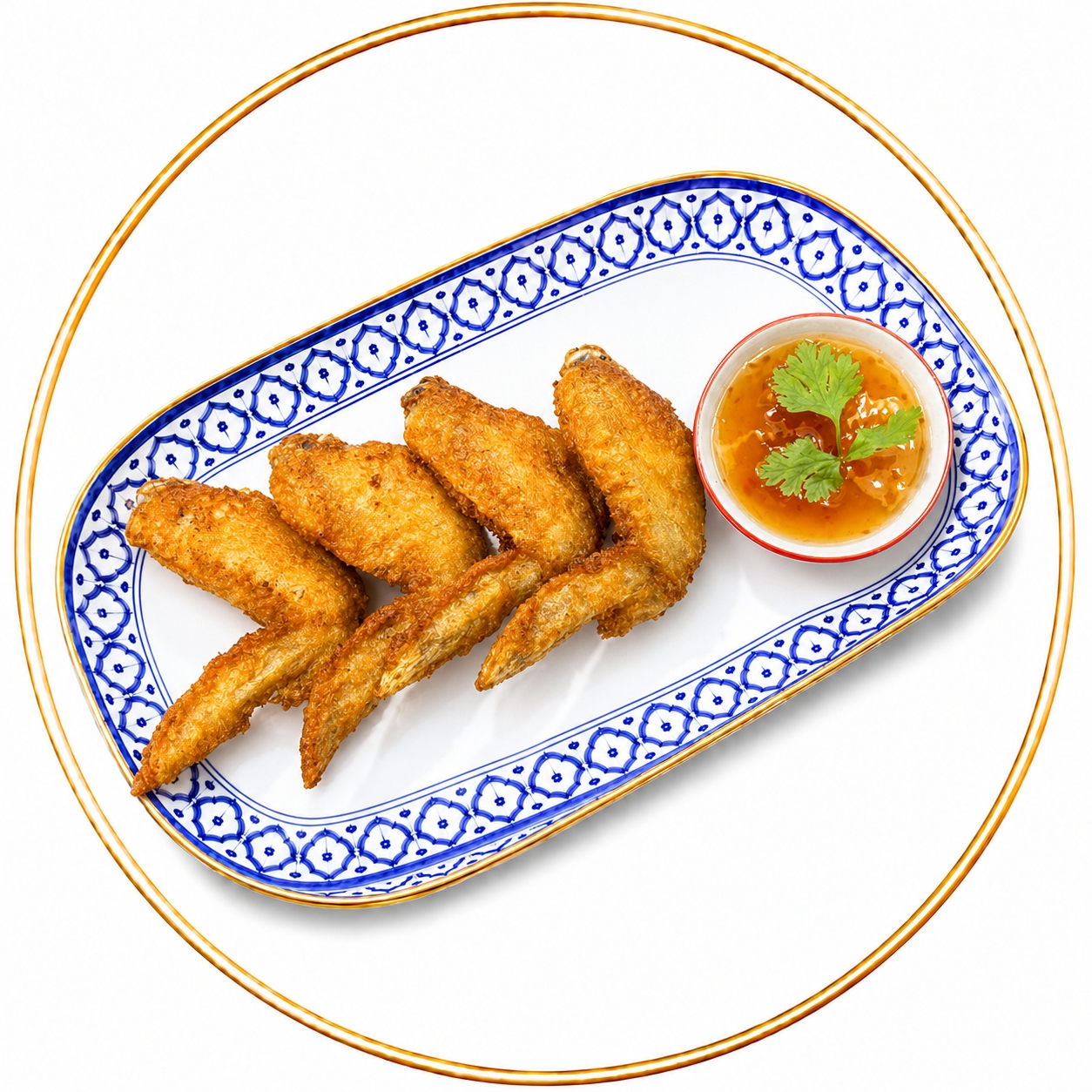 ปีกไก่ชุบแป้งทอดสูตรเด็ด(4ปีก)พร้อมน้ำจิ้มไก่