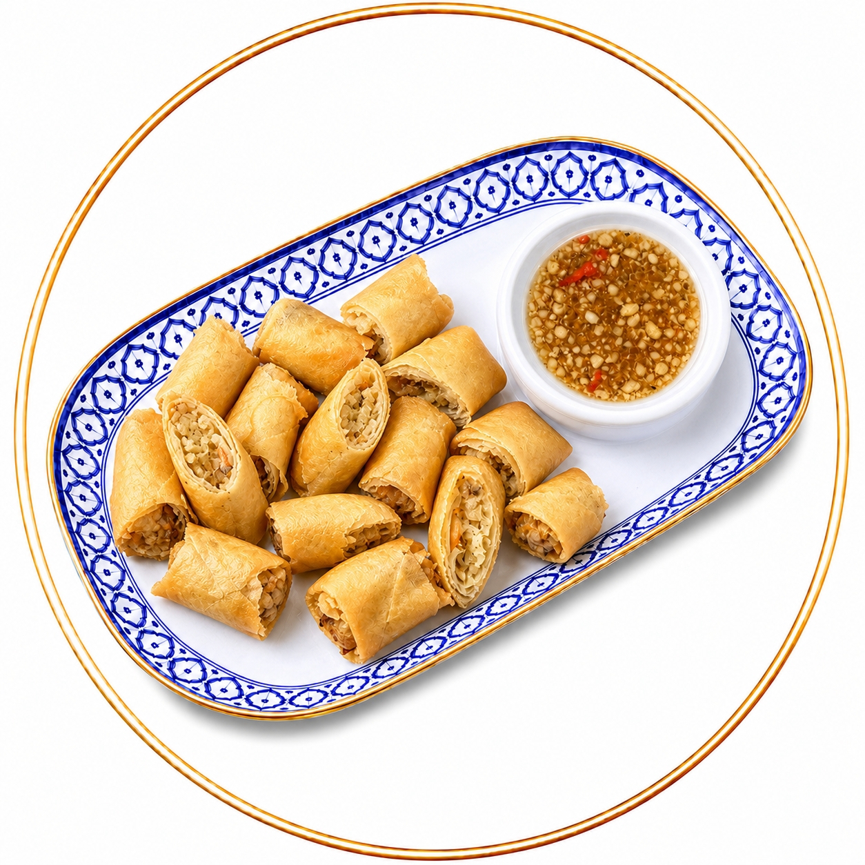 ป่อเปี๊ยะไก่ทอด(5ชิ้น)พร้อมน้ำจิ้มถั่วสูตรเด็ด
